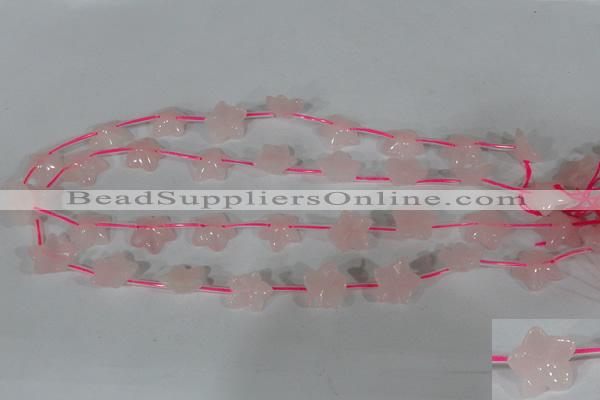 CFG507 15.5 inches 15*15mm carved flower rose quartz beads