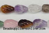 CFG51 15.5 inches 10*16mm carved teardrop mixed gemstone beads