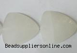 CFG525 15.5 inches 25*25mm carved triangle white jade beads