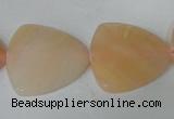 CFG526 15.5 inches 25*25mm carved triangle pink aventurine beads