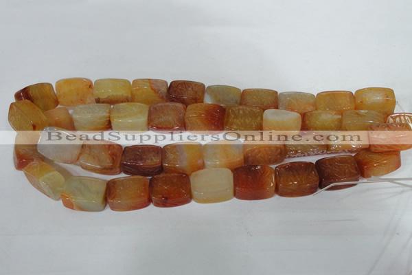 CFG549 15.5 inches 15*20mm carved brick red agate beads