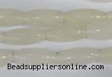 CFG551 15.5 inches 8*20mm carved rice white jade beads