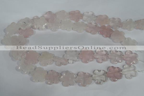 CFG652 15.5 inches 20mm carved flower rose quartz beads