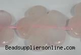 CFG653 15.5 inches 30mm carved flower rose quartz beads