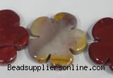 CFG686 15.5 inches 30mm carved flower mookaite gemstone beads