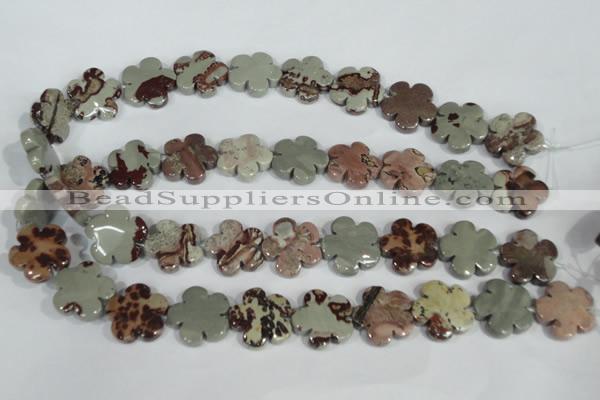 CFG688 15.5 inches 20mm carved flower artistic jasper beads