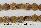 CFG69 15.5 inches 10mm carved flower yellow tiger eye gemstone beads