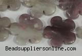 CFG691 15.5 inches 20mm carved flower lilac jasper beads