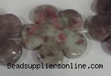 CFG692 15.5 inches 30mm carved flower lilac jasper beads