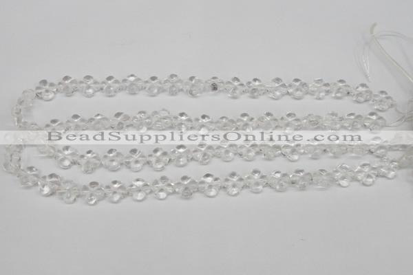 CFG75 15.5 inches 11*11mm carved flower white crystal beads