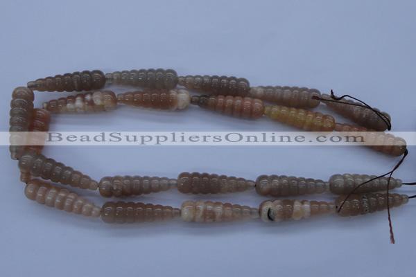 CFG756 15.5 inches 10*35mm carved teardrop natural moonstone beads