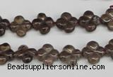 CFG76 15.5 inches 11*11mm carved flower smoky quartz beads