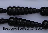 CFG761 15.5 inches 10*35mm carved teardrop black agate beads