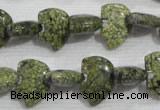 CFG769 15.5 inches 10*15mm carved animal green lace gemstone beads