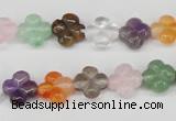 CFG77 15.5 inches 11*11mm carved flower mixed gemstone beads