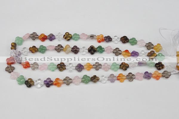 CFG77 15.5 inches 11*11mm carved flower mixed gemstone beads