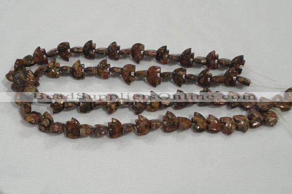 CFG776 15.5 inches 10*15mm carved animal leopard jasper beads