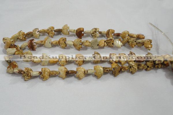 CFG778 15.5 inches 10*15mm carved animal picture jasper beads