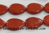 CFG822 12.5 inches 15*20mm carved leaf red jasper beads wholesale