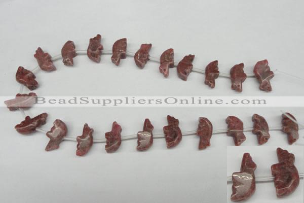 CFG856 Top-drilled 10*23mm carved animal rhodochrosite beads