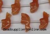 CFG858 Top-drilled 10*20mm carved animal red aventurine beads