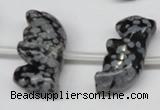 CFG859 Top-drilled 10*20mm carved animal snowflake obsidian beads