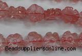 CFG884 15.5 inches 12mm carved flower cherry quartz beads