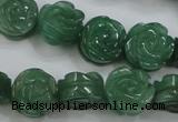 CFG889 15.5 inches 14mm carved flower green aventurine beads