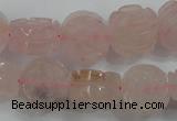 CFG890 15.5 inches 14mm carved flower rose quartz gemstone beads