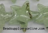 CFG919 15.5 inches 30*33mm carved star green rutilated quartz beads