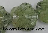 CFG923 32*33mm faceted & carved flower green rutilated quartz beads