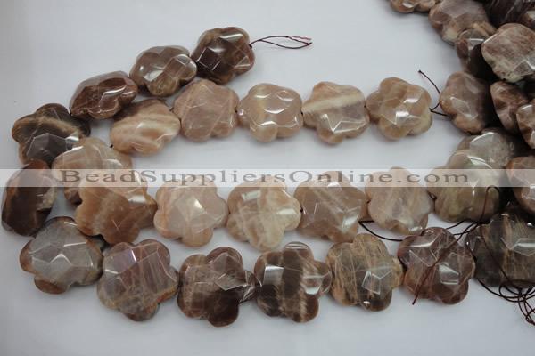 CFG931 15.5 inches 32*33mm faceted & carved flower moonstone beads