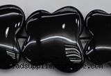 CFG959 15.5 inches 30*33mm carved butterfly black agate beads