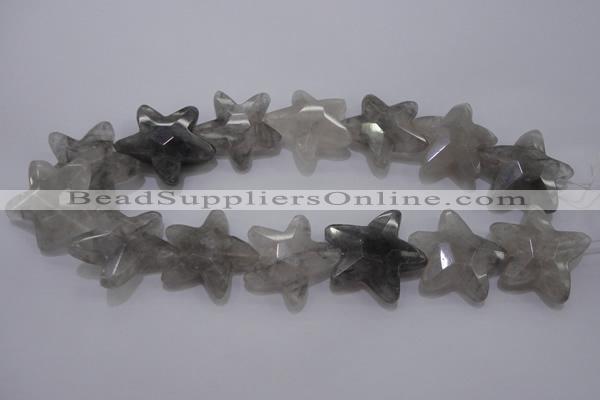 CFG961 15.5 inches 30*33mm faceted & carved star cloudy quartz beads