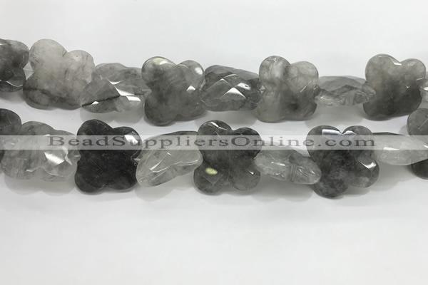 CFG975 15.5 inches 30*33mm carved butterfly cloudy quartz beads