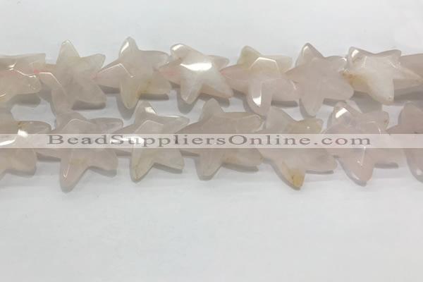 CFG983 15.5 inches 33*33mm carved star rose quartz beads