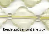 CFG991 15 inches 16mm - 17mm carved flower lemon quartz beads