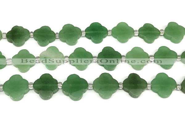 CFG994 15 inches 16mm - 17mm carved flower green aventurine beads