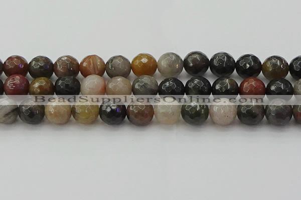 CFJ215 15.5 inches 14mm faceted round fancy jasper beads wholesale