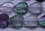 CFL1056 15 inches 18*18mm heart natural fluorite gemstone beads