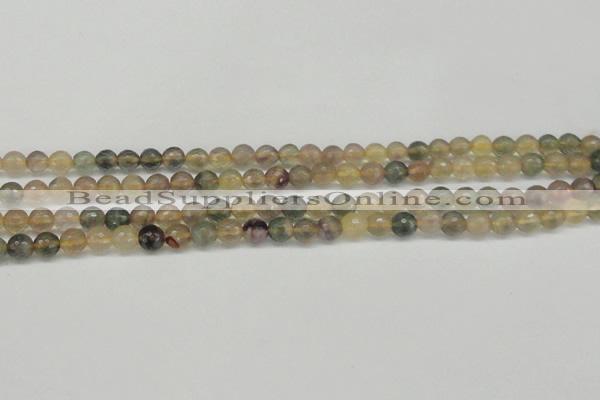 CFL1111 15.5 inches 6mm faceted round yellow fluorite gemstone beads