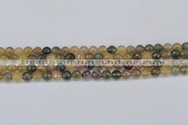 CFL1113 15.5 inches 10mm faceted round yellow fluorite gemstone beads