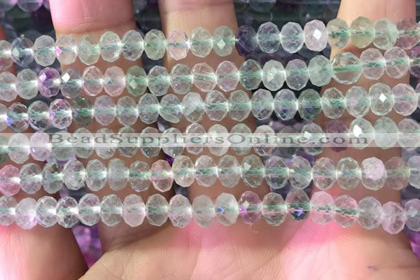 CFL1142 15.5 inches 4*6mm faceted rondelle fluorite gemstone beads