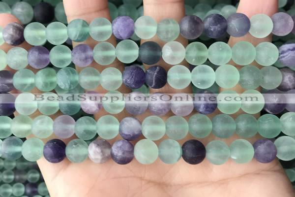 CFL1147 15.5 inches 8mm round matte fluorite beads wholesale