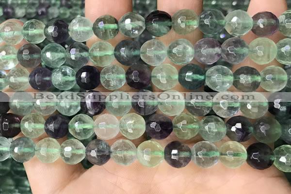 CLF1156 15.5 inches 8mm faceetd round fluorite gemstone beads