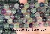 CLF1157 15.5 inches 10mm faceetd round fluorite gemstone beads