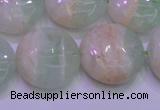 CFL1212 15.5 inches 18mm flat round green fluorite gemstone beads