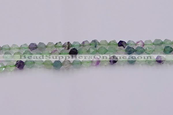 CFL1407 15.5 inches 8mm faceted nuggets fluorite gemstone beads