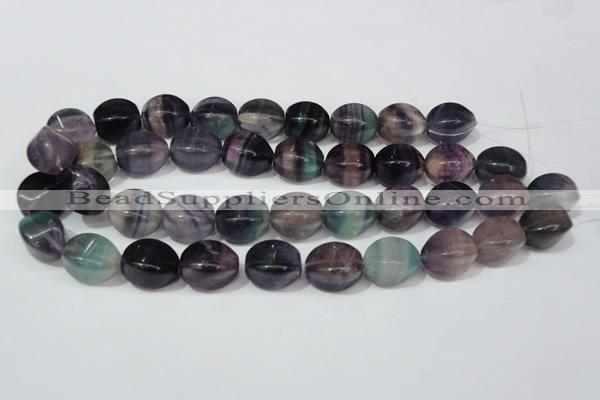 CFL161 15.5 inches 15*20mm twisted rice natural fluorite beads