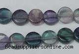 CFL163 15.5 inches 12mm coin natural fluorite beads wholesale